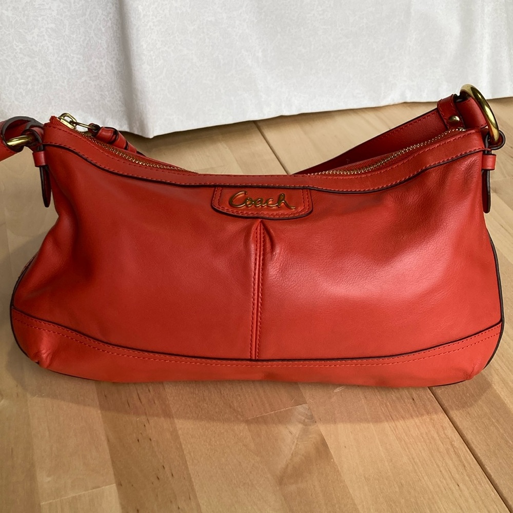 Coach Park Leather Duffle Satchel Purse - Persimmon